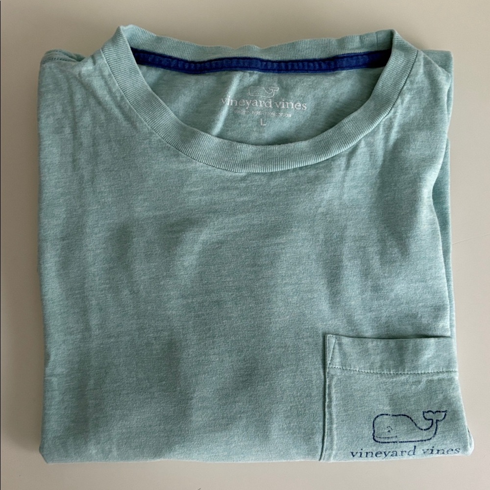 Vineyard Vines Men's Light Blue/Green Long Sleeve Shirt Size Large